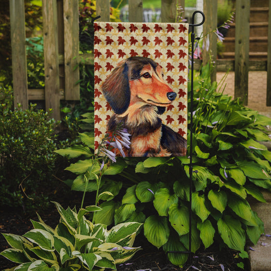 Dachshund Fall Leaves Portrait Garden Flag – Decorative Outdoor Yard Flag