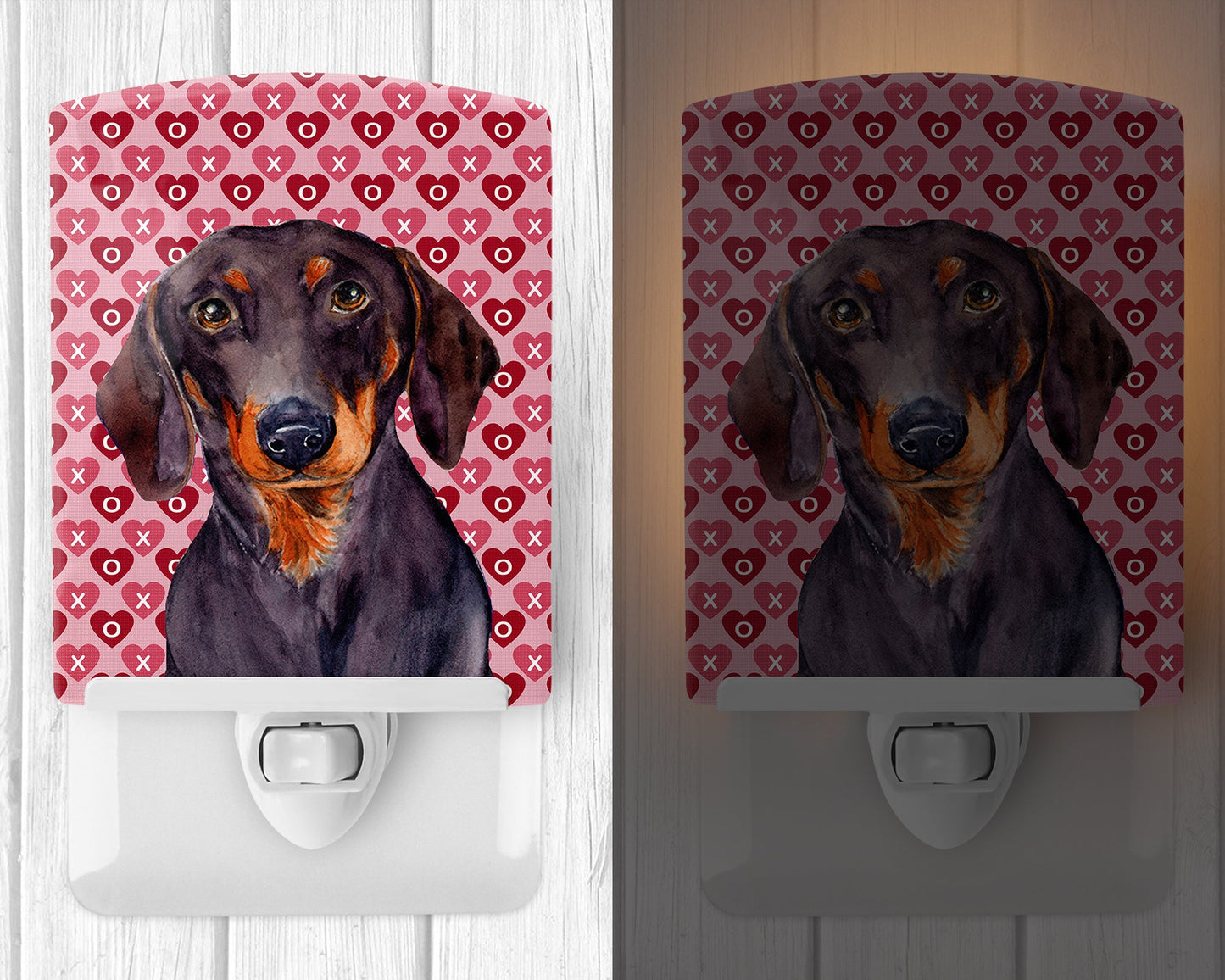 Dachshund Hearts Love and Valentine's Day Portrait Ceramic Night Light LH9133CNL