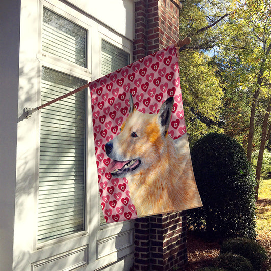 Australian Cattle Dog Hearts Love and Valentine's Day Flag Canvas House Size