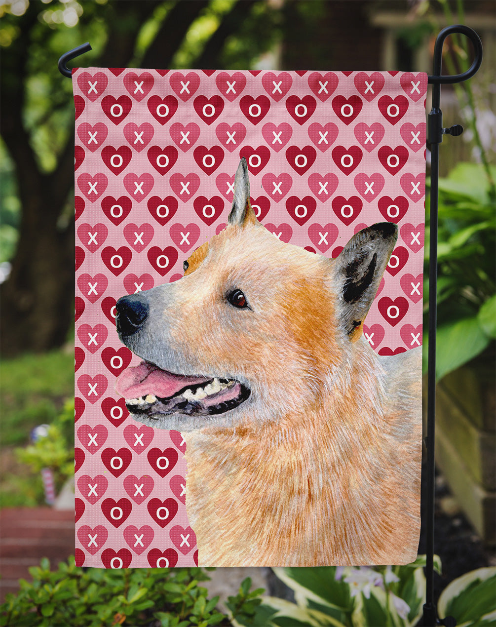 Australian Cattle Dog Hearts Love Valentine's Day Garden Flag – Decorative Outdoor Yard Flag
