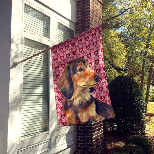 Dachshund Hearts Love Valentine's Day Flag Canvas House Size