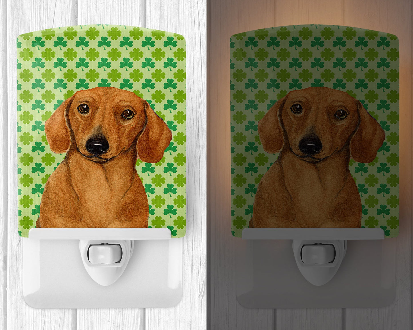 Dachshund St. Patrick's Day Shamrock Portrait Ceramic Night Light LH9177CNL