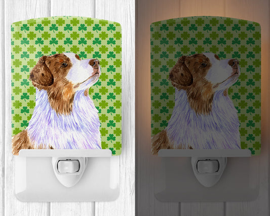 Australian Shepherd St. Patrick's Day Shamrock Ceramic Night Light LH9183CNL