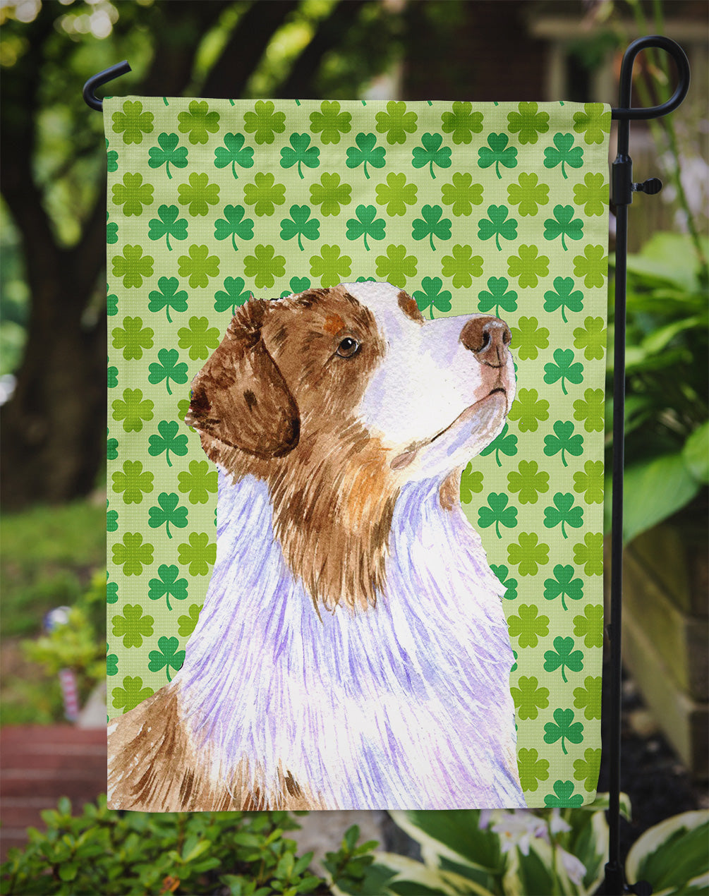 Australian Shepherd St. Patrick's Day Shamrock Garden Flag – Decorative Outdoor Yard Flag