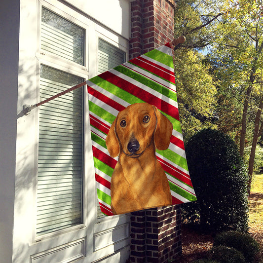 Dachshund Candy Cane Holiday Christmas Flag Canvas House Size