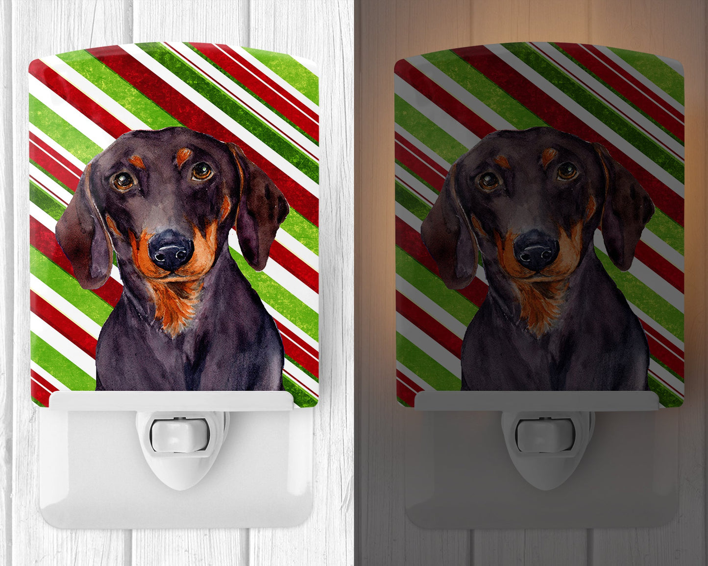 Dachshund Candy Cane Holiday Christmas Ceramic Night Light LH9223CNL