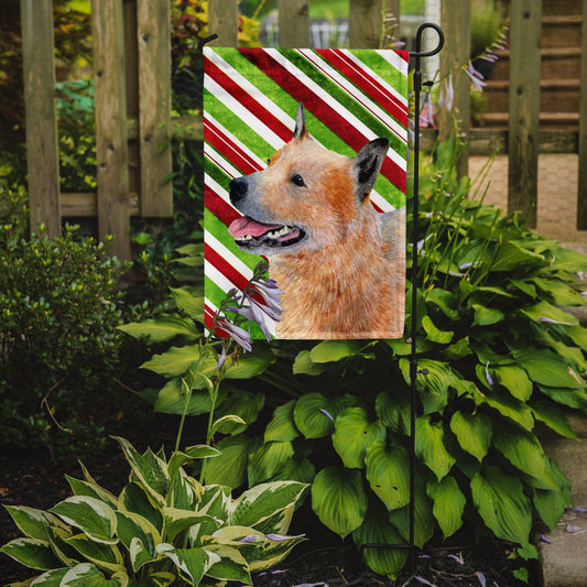 Australian Cattle Dog Candy Cane Holiday Christmas Garden Flag – Decorative Outdoor Yard Flag