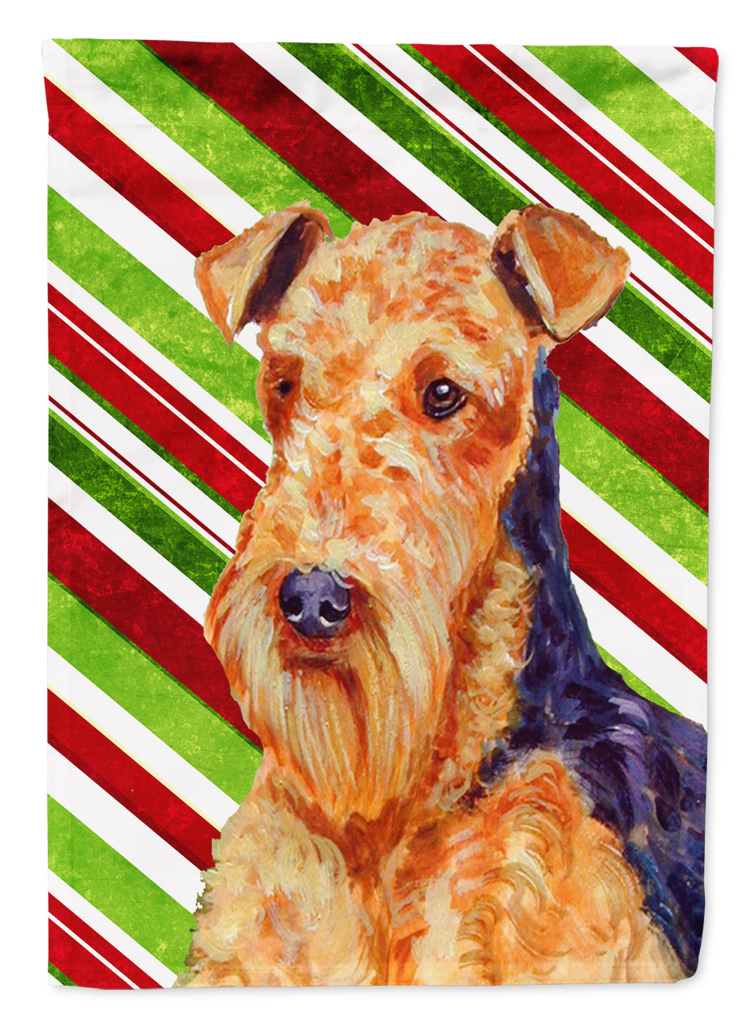 Airedale Candy Cane Holiday Christmas Flag Canvas House Size