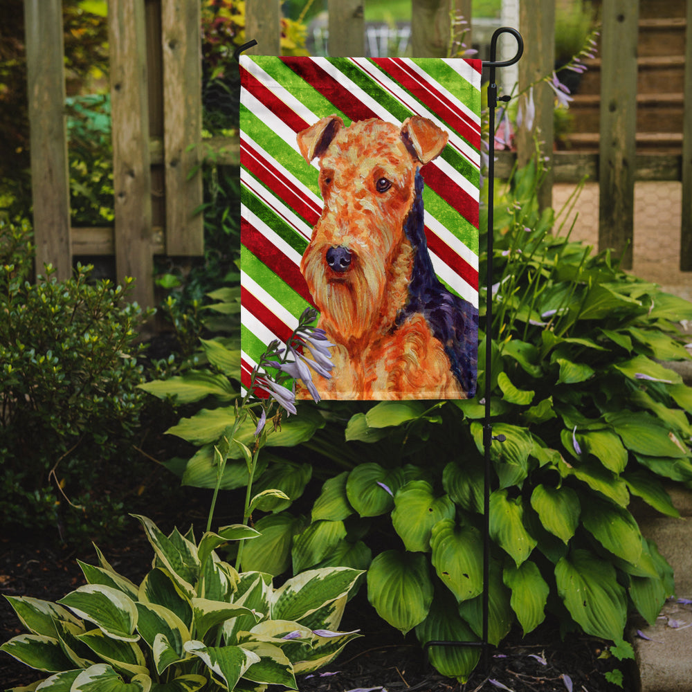 Airedale Candy Cane Holiday Christmas Garden Flag – Decorative Outdoor Yard Flag