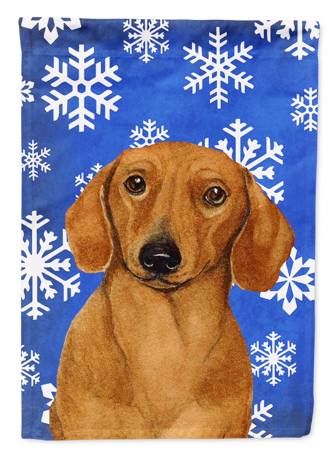 Dachshund Winter Snowflakes Holiday Flag Canvas House Size