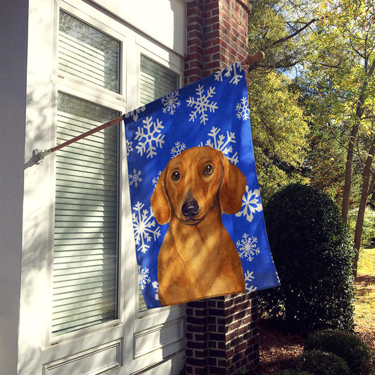 Dachshund Winter Snowflakes Holiday Flag Canvas House Size