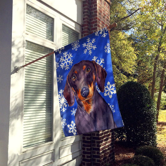 Dachshund Winter Snowflakes Holiday Flag Canvas House Size