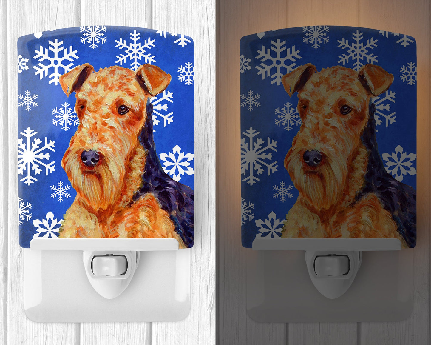Airedale Winter Snowflakes Holiday Ceramic Night Light LH9291CNL