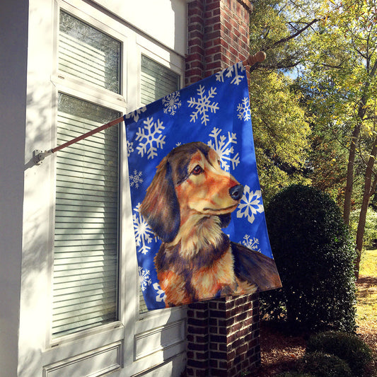 Dachshund Winter Snowflakes Holiday Flag Canvas House Size