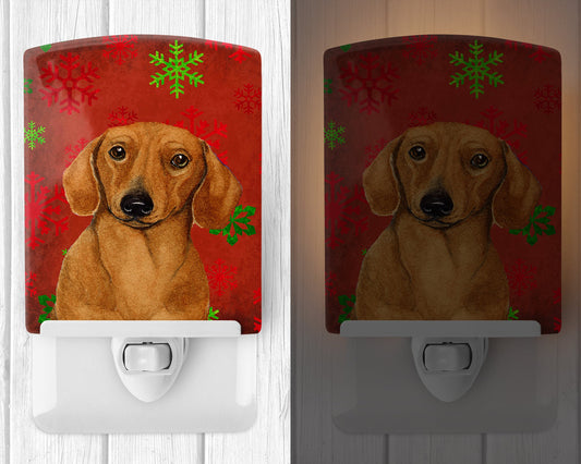Dachshund Red and Green Snowflakes Holiday Christmas Ceramic Night Light LH9312CNL