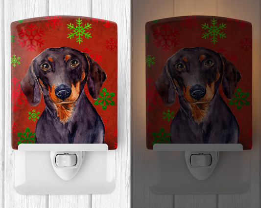 Dachshund Red and Green Snowflakes Holiday Christmas Ceramic Night Light LH9313CNL