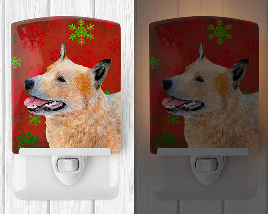 Australian Cattle Dog Red Green Snowflakes Christmas Ceramic Night Light LH9317CNL