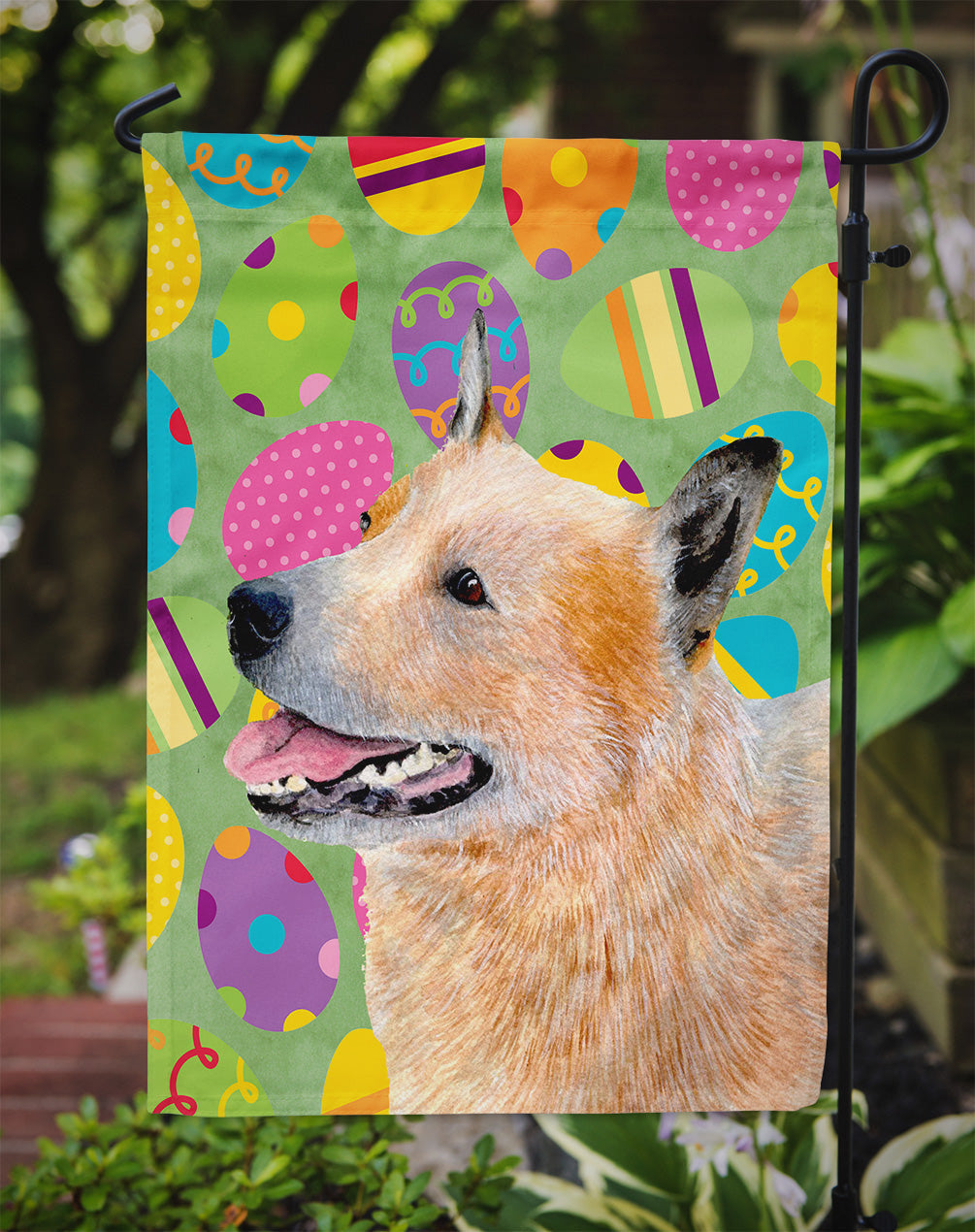 Australian Cattle Dog Easter Eggtravaganza Garden Flag - Outdoor Decorative Yard Flag