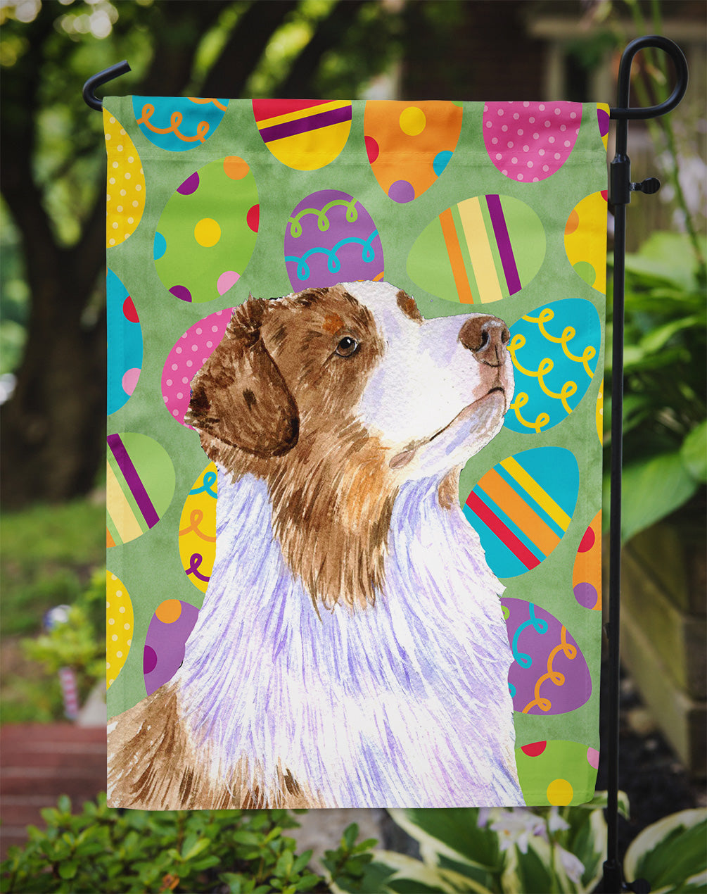 Australian Shepherd Easter Eggtravaganza Garden Flag - Outdoor Decorative Yard Flag