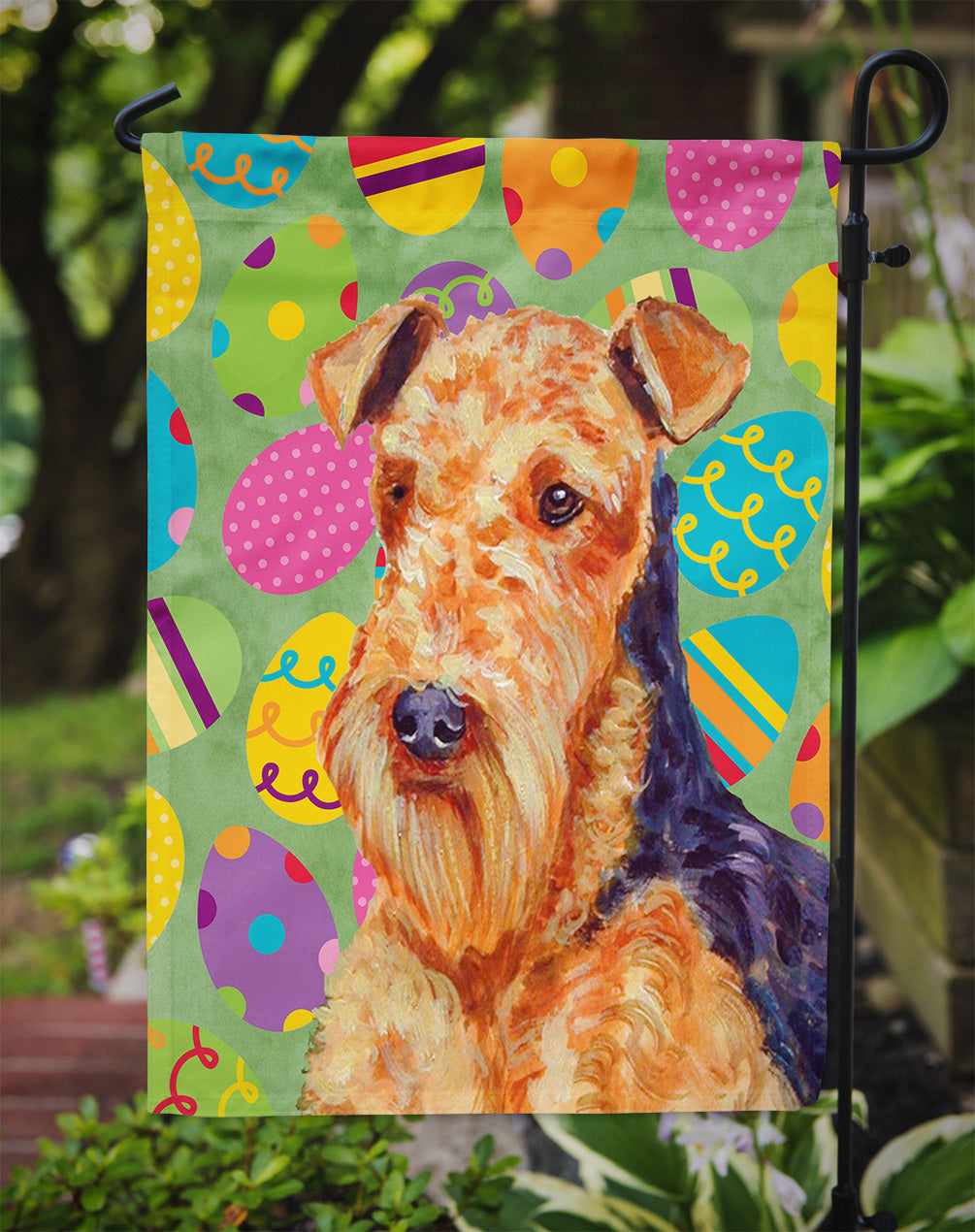Airedale Easter Eggtravaganza Garden Flag - Outdoor Decorative Yard Flag