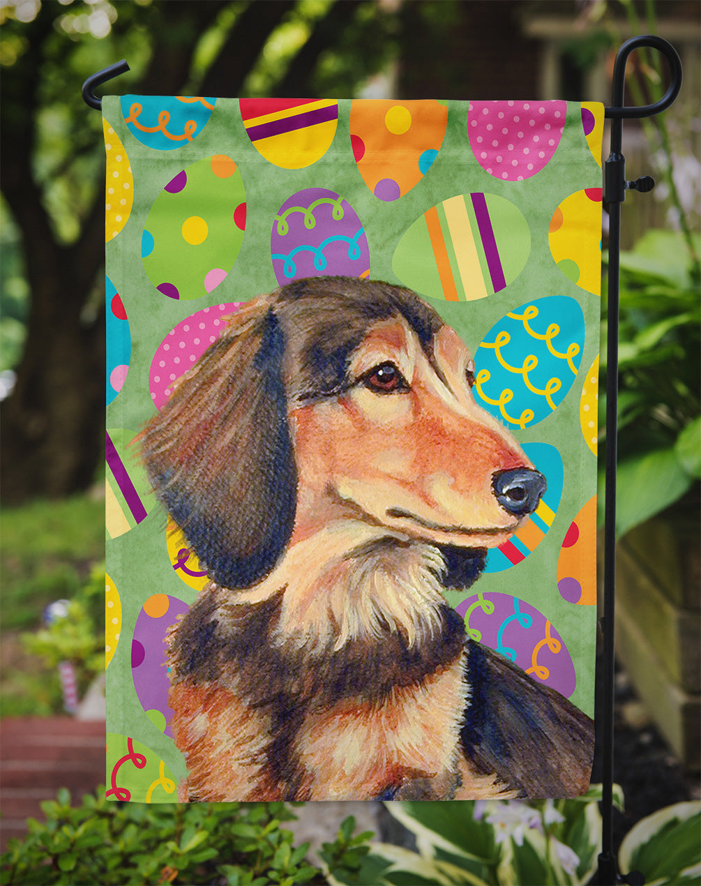 Dachshund Easter Eggtravaganza Garden Flag - Outdoor Decorative Yard Flag