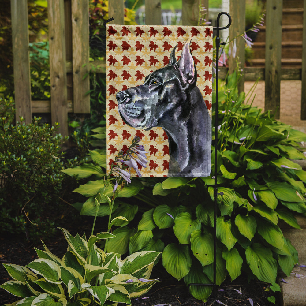Black Great Dane Fall Leaves Flag Garden Size