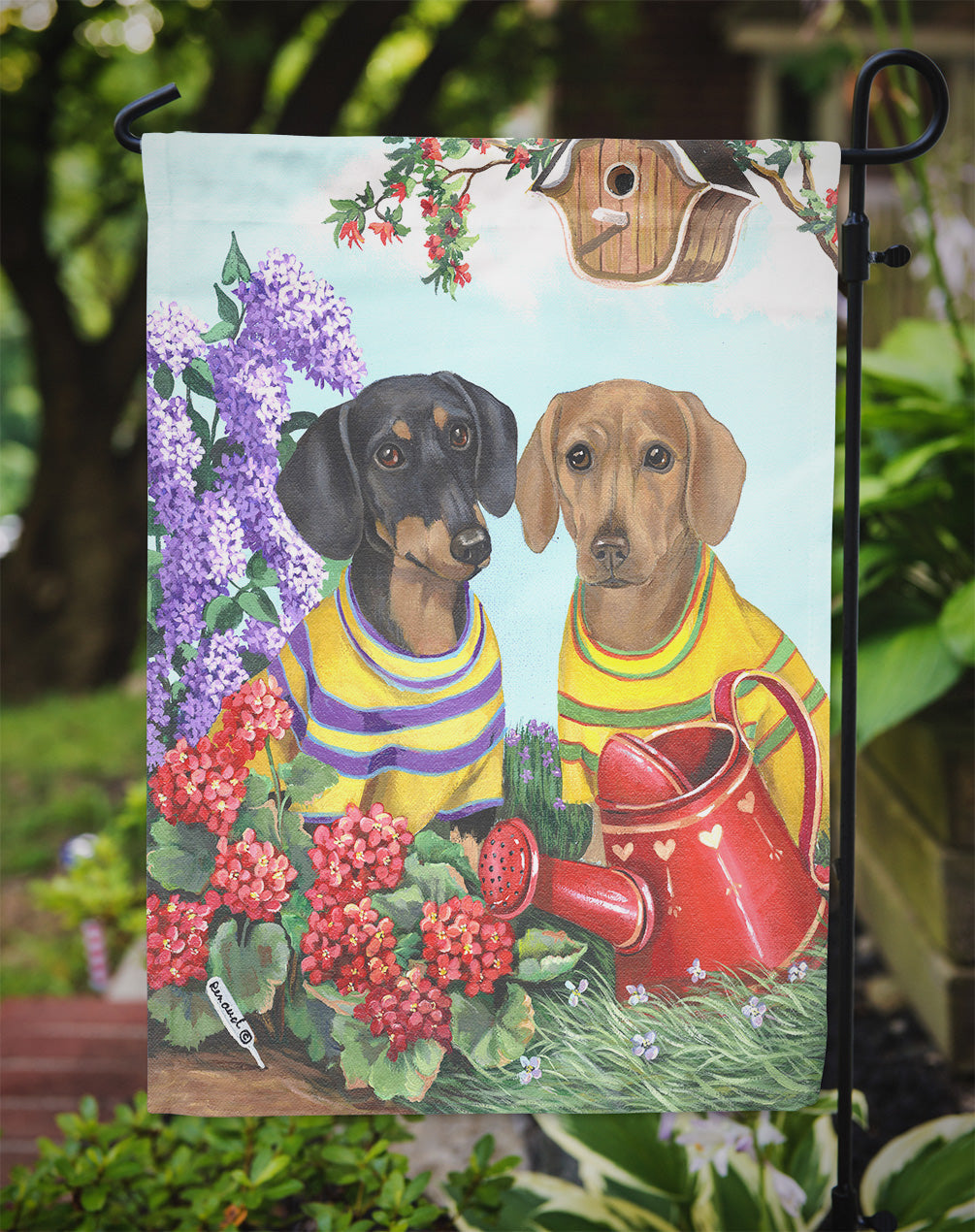 Dachshund Blooms Garden Flag – Decorative Outdoor Yard Flag PPP3080GF