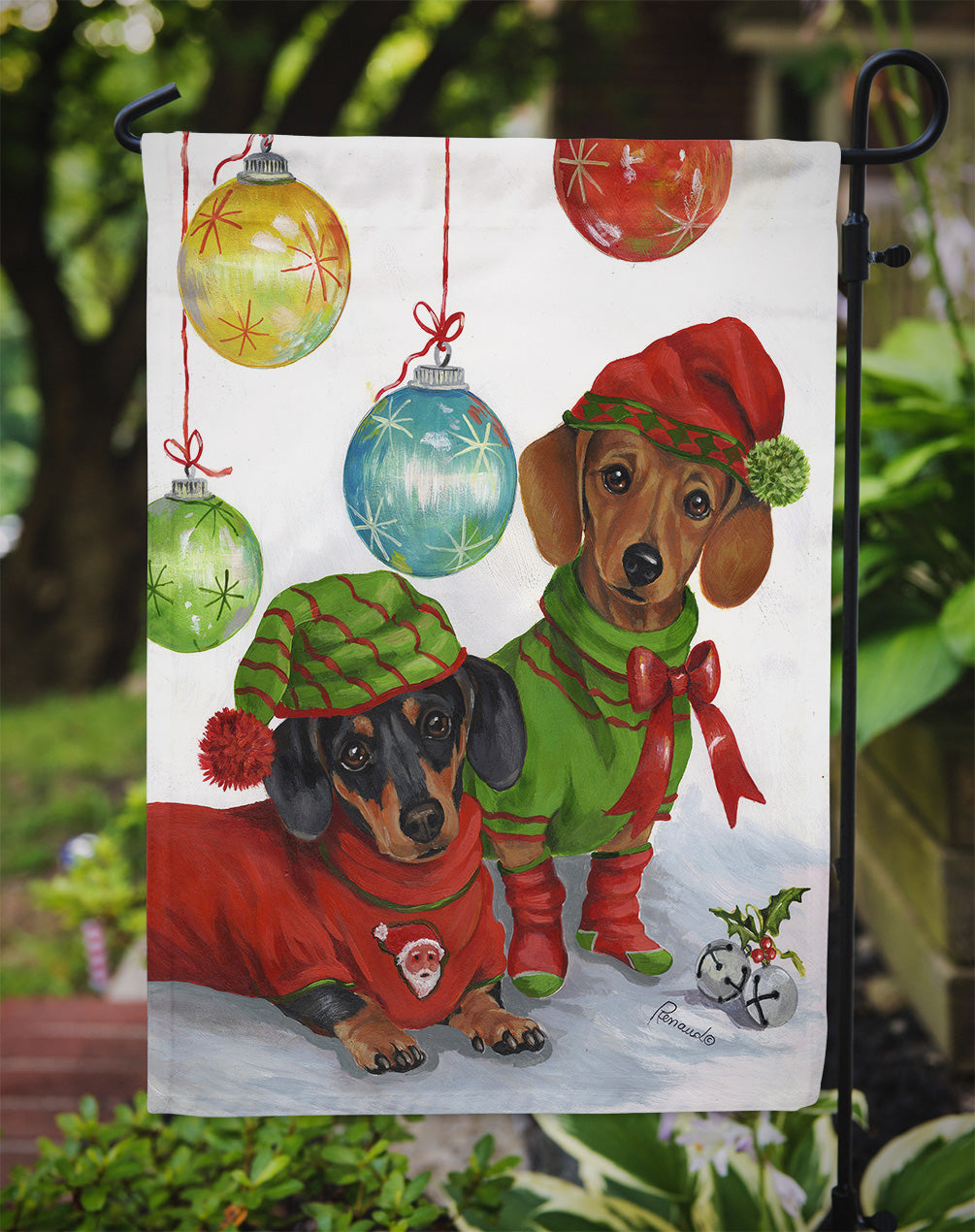 Dachshund Christmas Jingle Garden Flag – Decorative Outdoor Yard Flag PPP3085GF