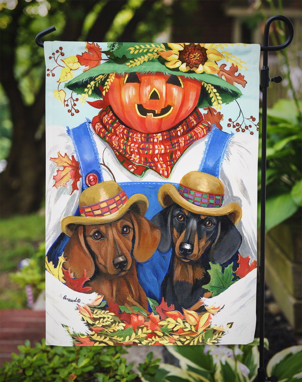 Dachshund Fall Scarecrow Garden Flag – Decorative Outdoor Yard Flag PPP3086GF