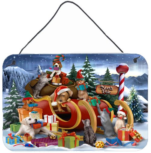 Animals Opening Christmas Presents Wall or Door Hanging Prints PTW2024DS812