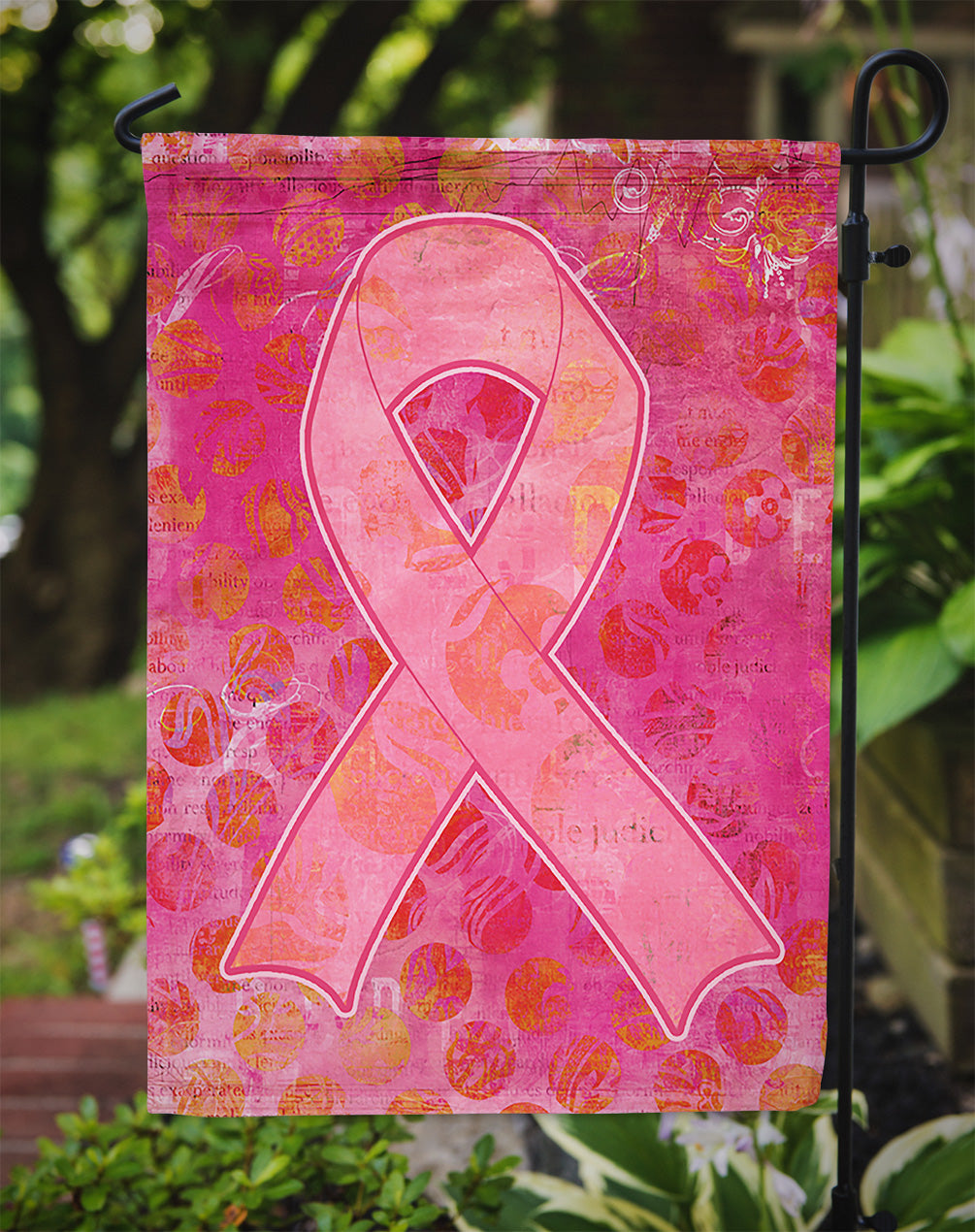 Artsy Breast Cancer Pink Ribbon Garden Flag – Inspirational Outdoor Support Decor SB3094GF
