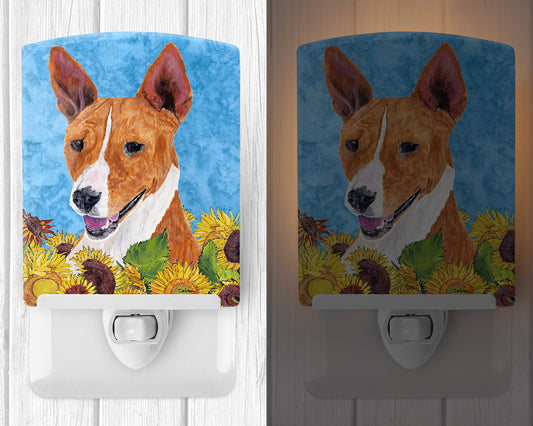 Basenji in Summer Flowers Ceramic Night Light SC9054CNL