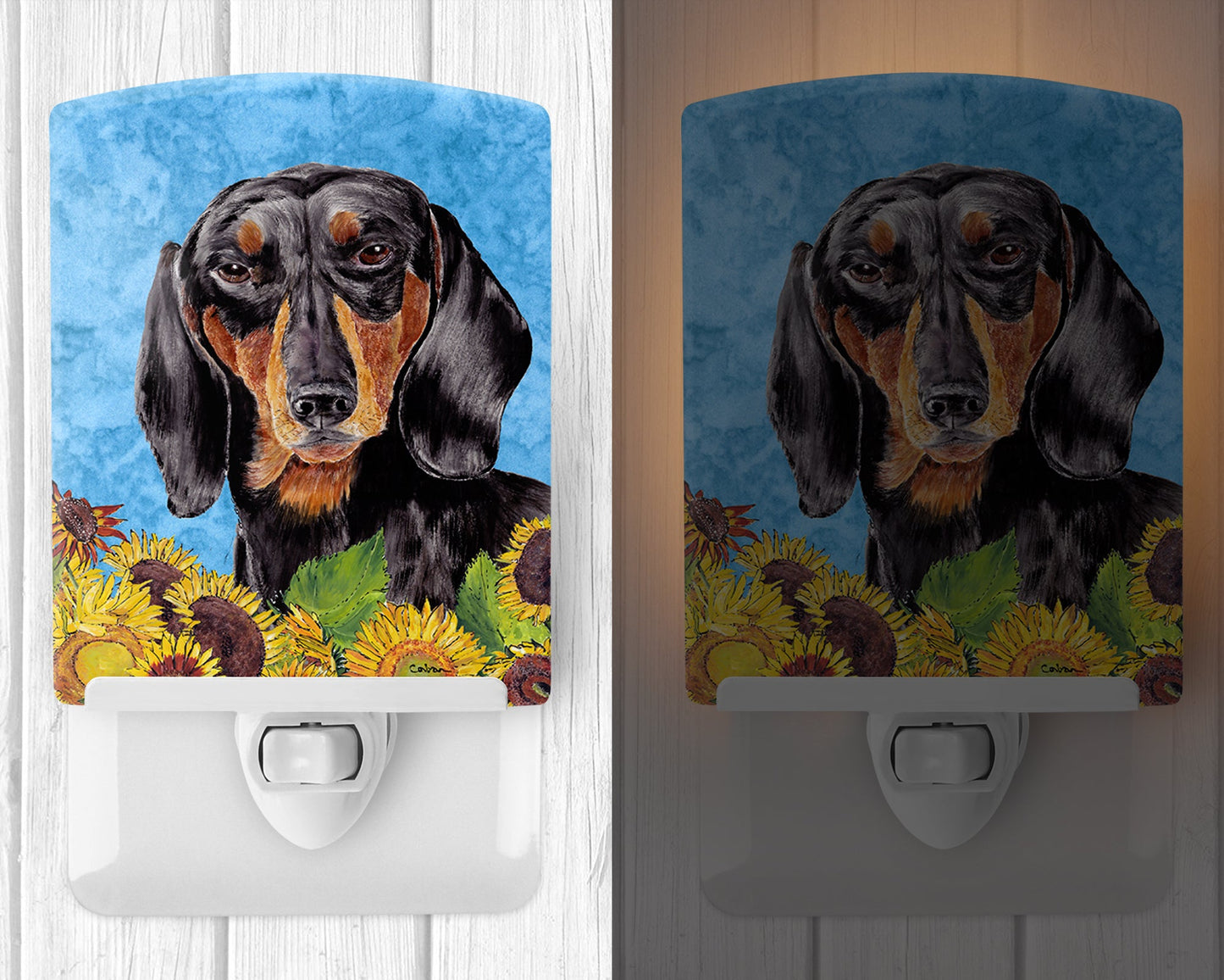 Dachshund in Summer Flowers Ceramic Night Light SC9065CNL