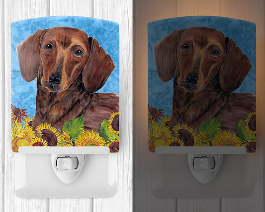 Dachshund in Summer Flowers Ceramic Night Light SC9072CNL