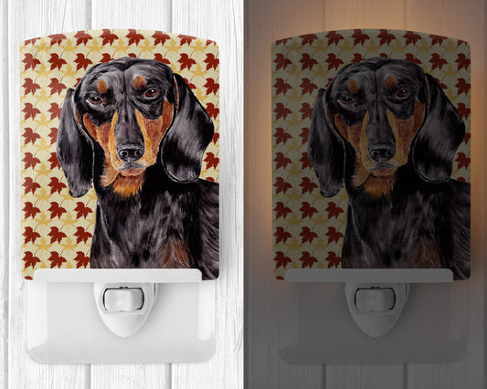 Dachshund Fall Leaves Portrait Ceramic Night Light SC9203CNL