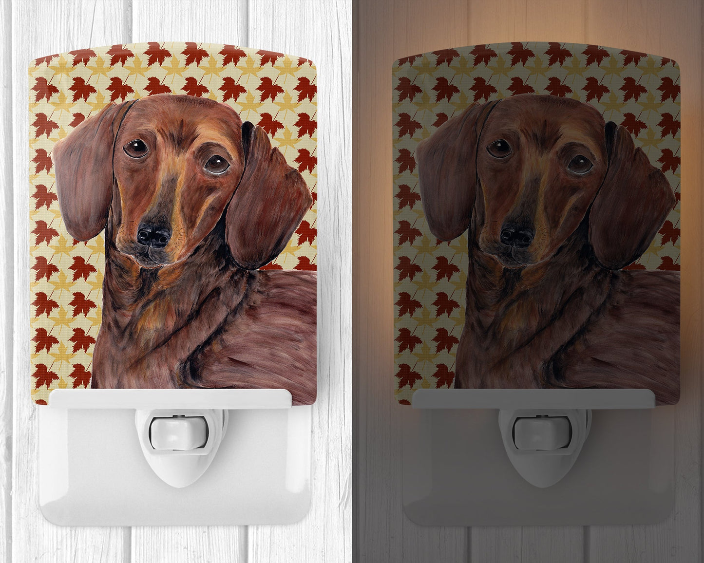Dachshund Fall Leaves Portrait Ceramic Night Light SC9208CNL