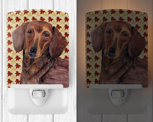 Dachshund Fall Leaves Portrait Ceramic Night Light SC9208CNL