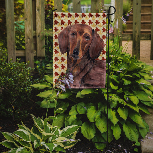 Dachshund Fall Leaves Portrait Garden Flag – Decorative Outdoor Yard Flag