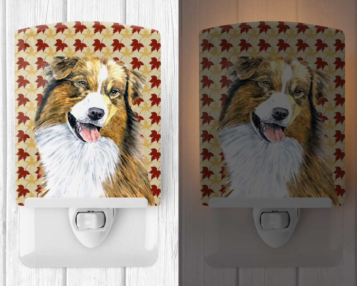 Australian Shepherd Fall Leaves Portrait Ceramic Night Light SC9237CNL