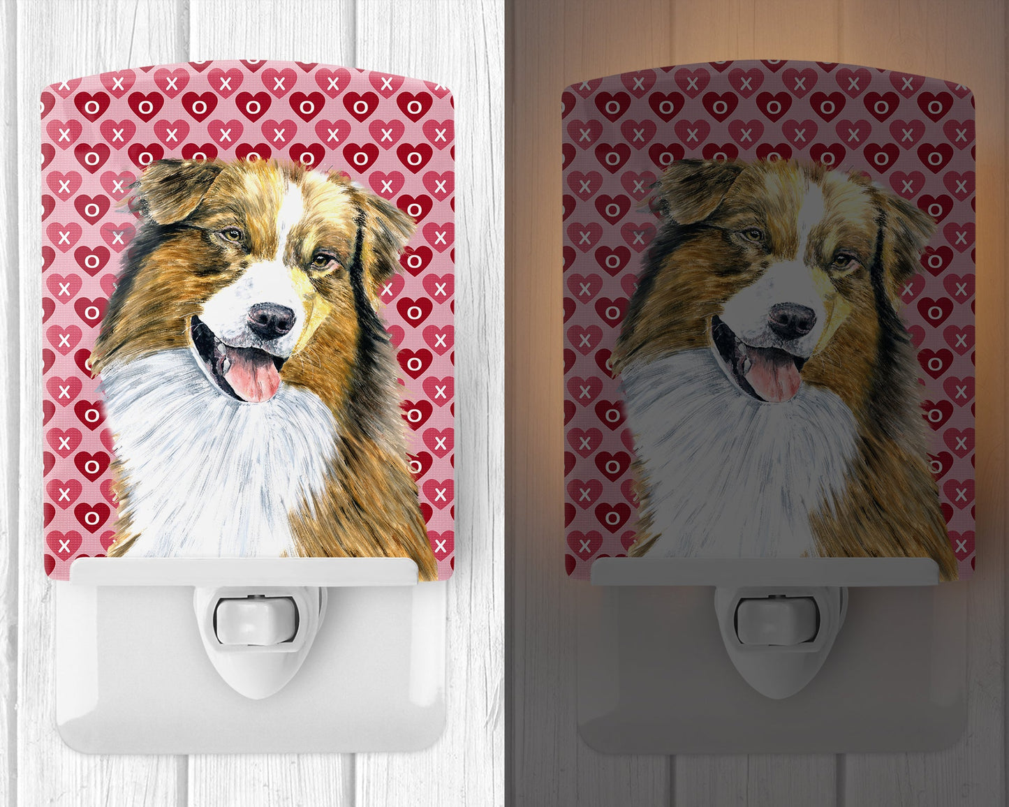 Australian Shepherd Hearts Love Valentine's Day Ceramic Night Light SC9242CNL