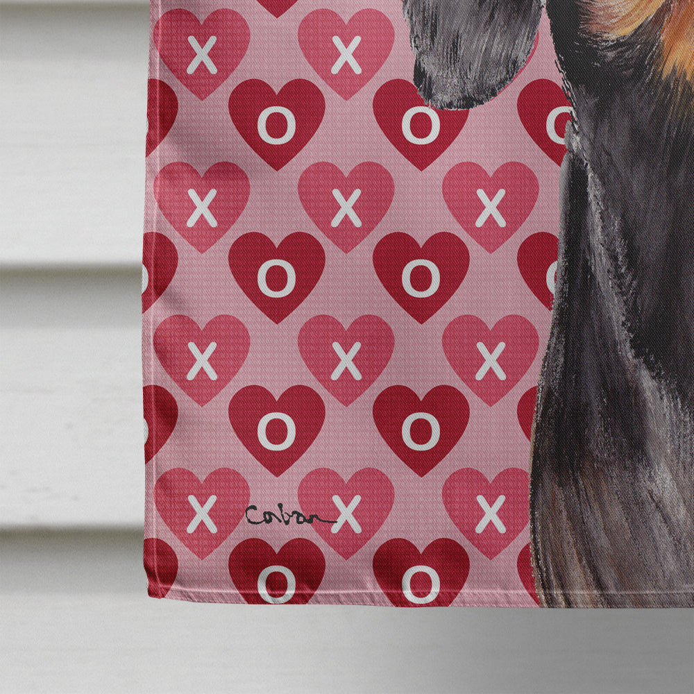 Dachshund Black Tan Hearts Love Valentine's Day Flag Canvas House Size