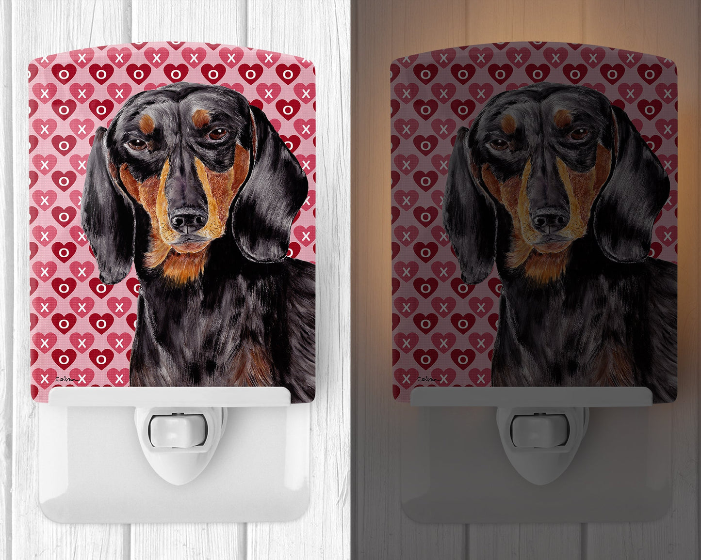 Dachshund Black Tan Hearts Love Valentine's Day Ceramic Night Light SC9276CNL