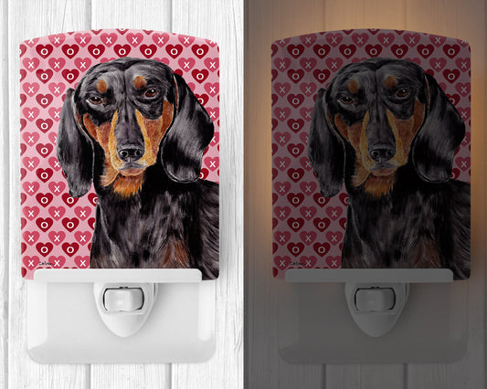 Dachshund Black Tan Hearts Love Valentine's Day Ceramic Night Light SC9276CNL