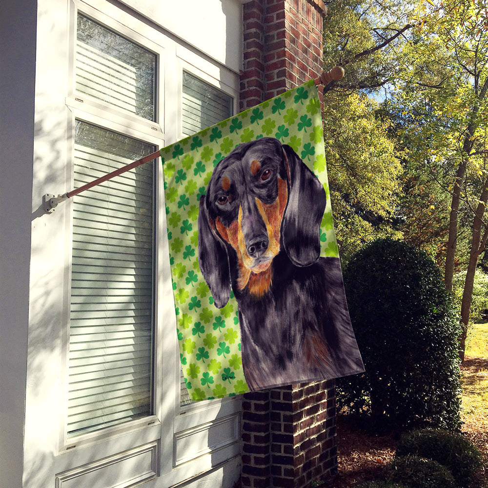 Dachshund St. Patrick's Day Shamrock Portrait Flag Canvas House Size