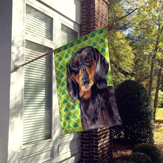 Dachshund St. Patrick's Day Shamrock Portrait Flag Canvas House Size