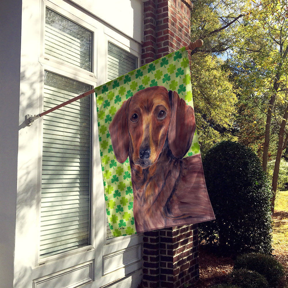 Dachshund St. Patrick's Day Shamrock Portrait Flag Canvas House Size