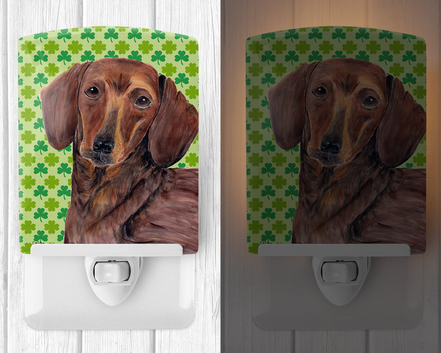 Dachshund St. Patrick's Day Shamrock Portrait Ceramic Night Light SC9288CNL