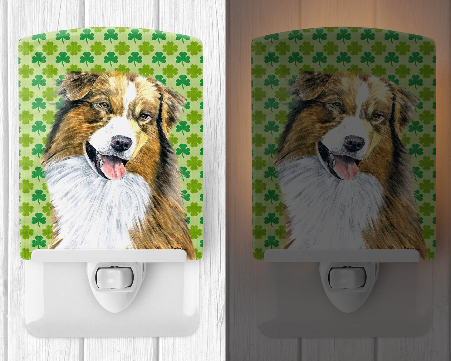 Australian Shepherd St. Patrick's Day Shamrock Ceramic Night Light SC9317CNL
