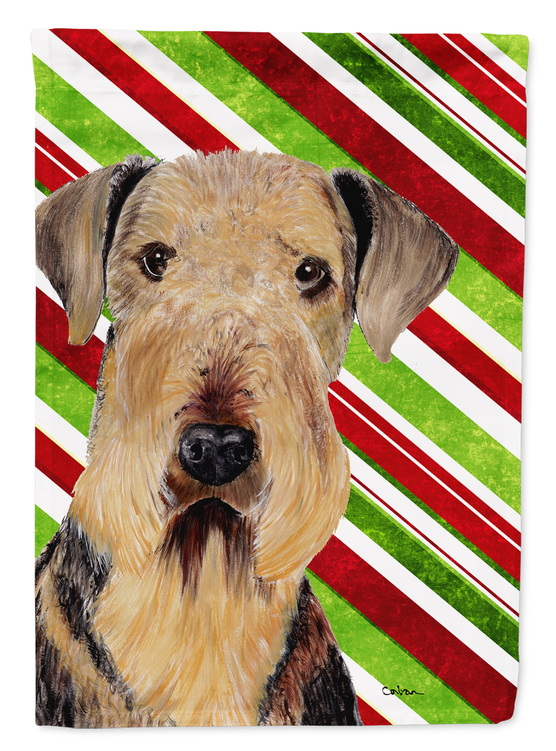 Airedale Candy Cane Holiday Christmas Garden Flag – Decorative Outdoor Yard Flag