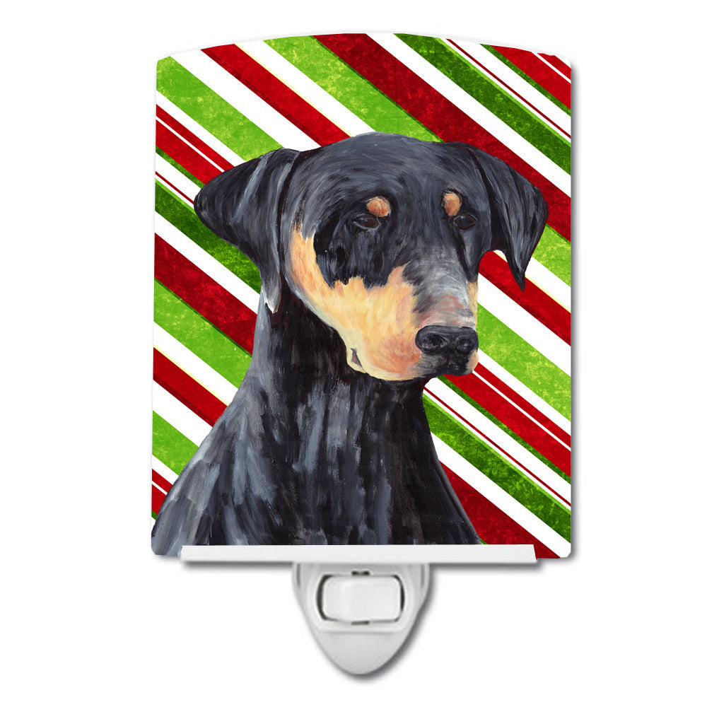 Doberman Candy Cane Holiday Christmas Ceramic Night Light SC9337CNL